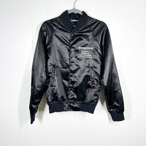 Drake Scorpion Tour 2018 Black Satin Snap Front Varsity Bomber Jacket Small